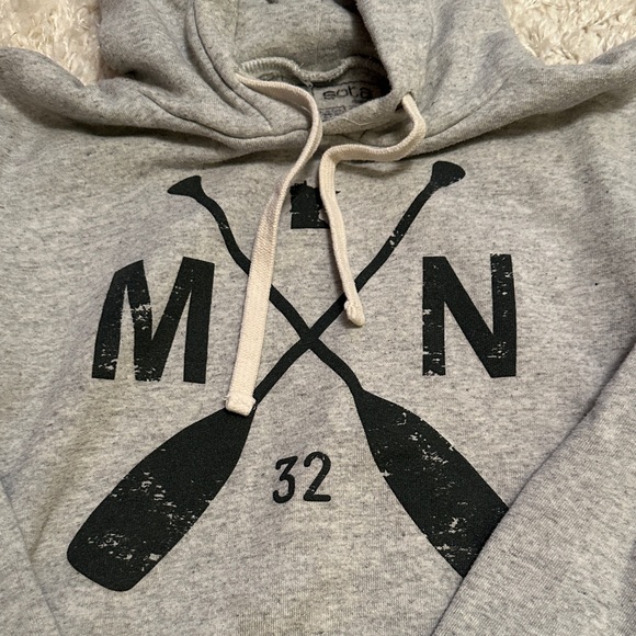 Gray Hoodie with Minnesota and Paddle Design - Picture 2 of 4